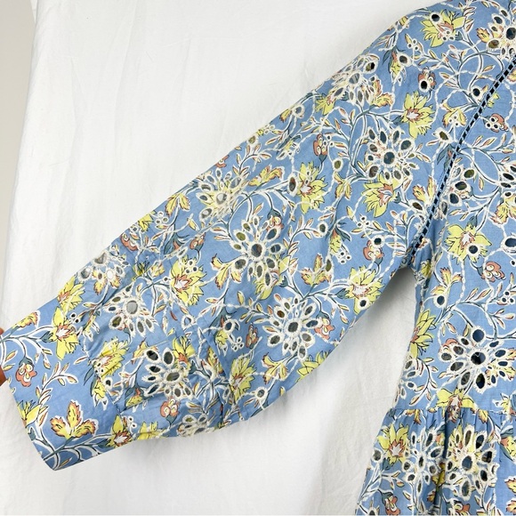 dRA Anthropologie Yara Blue Eyelet Floral Dress Sz S - Picture 7 of 16